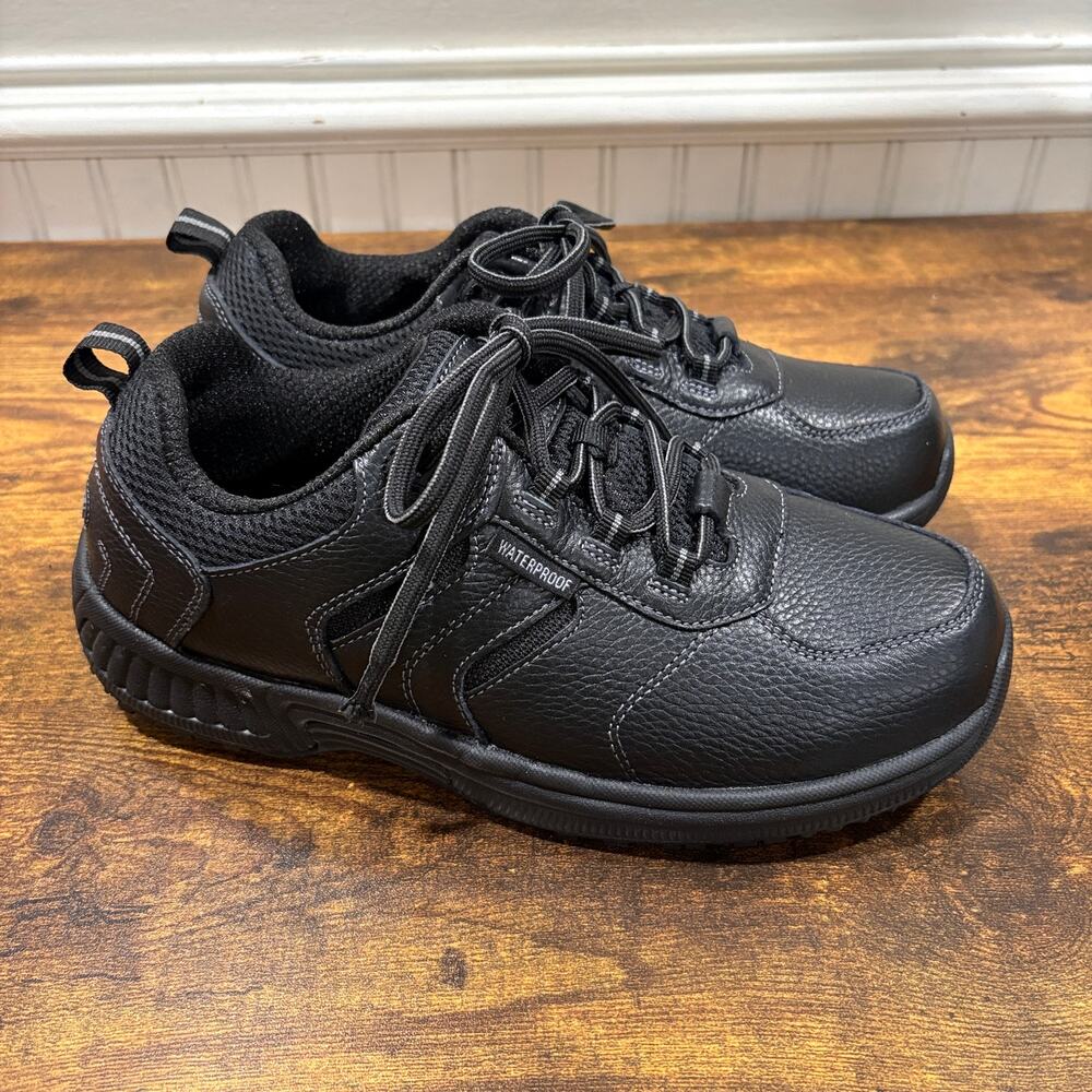 OrthoFeet Women 7.5 D Sneakers Pacific Palisades Black Waterproof Leather 945 - Picture 3 of 9